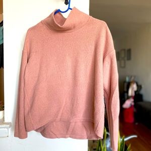 Pink, high-low, turtle neck sweater